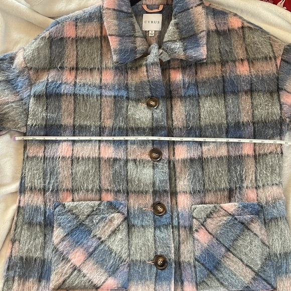 Cyrus jacket shacket blazer fuzzy medium blue pink gray periwinkle - Picture 9 of 12
